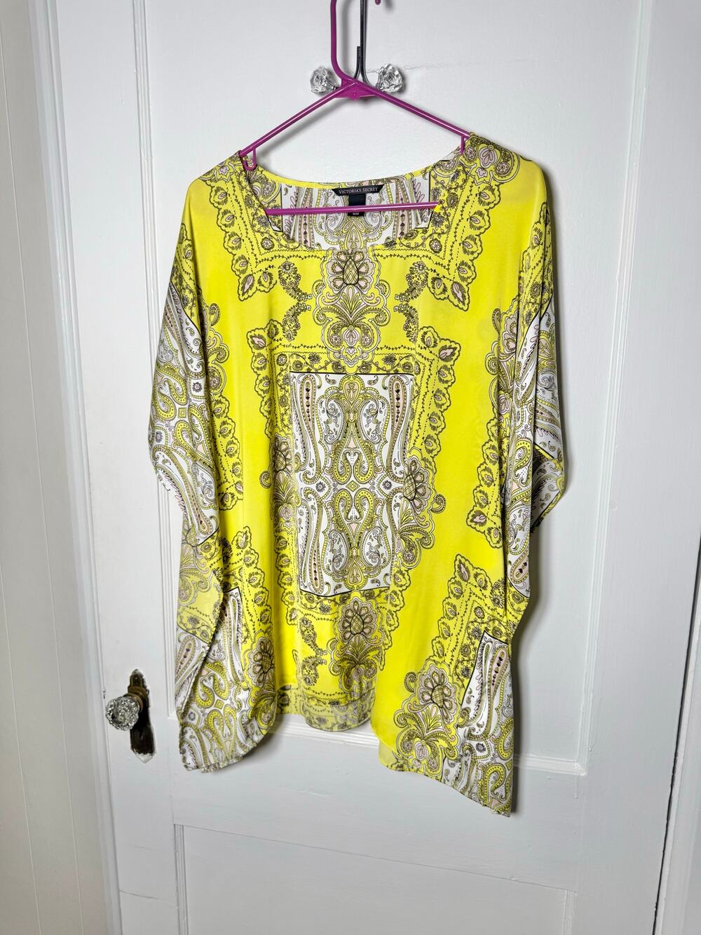 Vintage Y2k Victoria's Secret Yellow Black Boho Hippie Flowy Kimono Top Medium